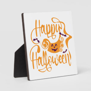 Plaque Photo Happy Halloween chauves-souris Jack-o'-lantern