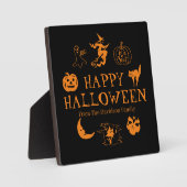 Plaque Photo Happy Halloween nom personnalisé noir orange décor (Recto)