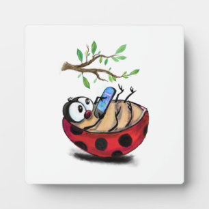 Plaque Photo Happy Little Ladybug avec téléphone - Dessin de de