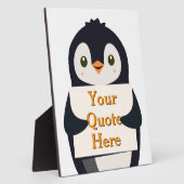 Plaque Photo Happy penguin holding a sign to personalize (Côté)