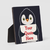 Plaque Photo Happy penguin holding a sign to personalize (Recto)