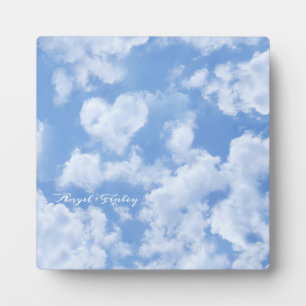 Plaque Photo Heart Cloud Ciel mignon Moderne Bleu Personnalisé 