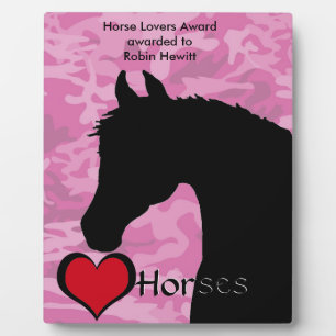 Plaque Photo Heart Horse III (camo rose)