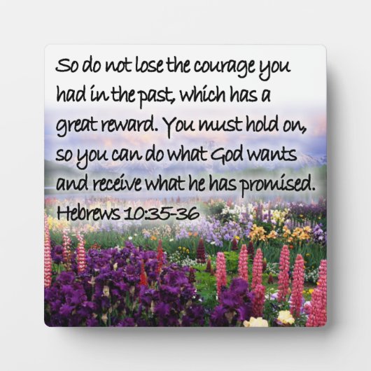 Plaque Photo Hébreux 10:35-36 (Devant)