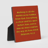 Plaque Photo Hébreux 4:13 (Recto)