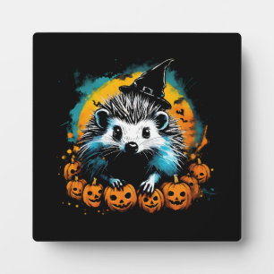 Plaque Photo Hérisson d'Halloween et citrouilles mignon