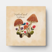 Plaque Photo Hérisson mignon avec Fleurs et Champignons (Devant)