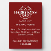 Plaque Photo Heures d'ouverture du magasin de barrettes personn (Devant)