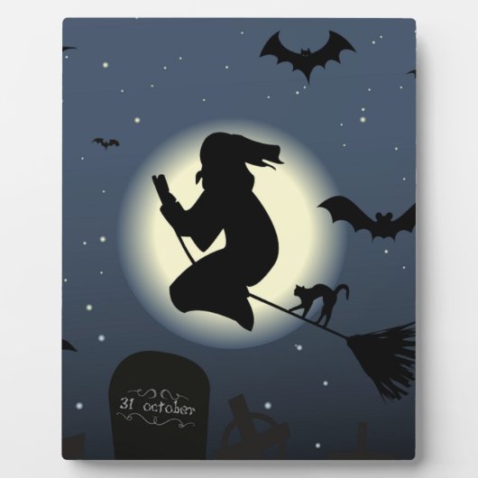 PLAQUE PHOTO "HEUREUX HALLOWEEN" WITCH (Devant)