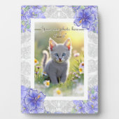 Plaque Photo Hibiscus & dentelle BLEU (Devant)