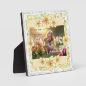 Plaque Photo Hibiscus & dentelle JAUNE (Recto)