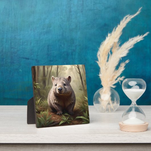 Plaque Photo "Hidden in the Bush : An Aussie Wombat in the Wild (Insitu)