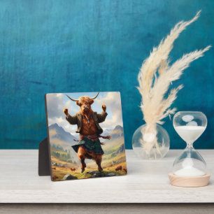 Plaque Photo Highland Cow Dansant Le Highland Fling,
