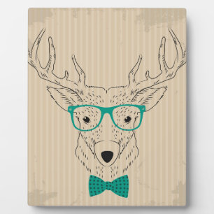 Plaque Photo Hipster Reindeer Elk avec des lunettes grungy Noël