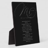 Plaque Photo His Vows Elegant Mr. Newlyweds Wedding Vows Black (Côté)