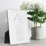 Plaque Photo His Vows Elegant Mr. Newlyweds Wedding Vows White<br><div class="desc">Newlyweds Mr. his wedding day vows keepsake white plaque to always remember your special day and your love and promise to each other. Design features "Mr." in an elegant calligraphy script and personalized with last name,  wedding date,  and his wedding vows.</div>