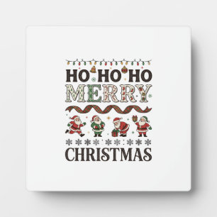 Plaque Photo Ho Joyeux Noël Ruban à carreaux de Père Noël
