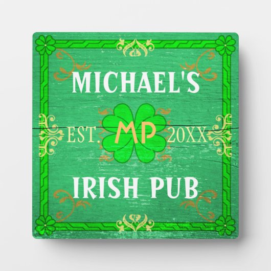Plaque Photo Home Bar personnalisé Irish Pub Green (Devant)