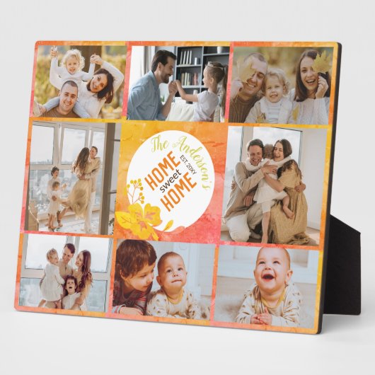 Plaque Photo Home Sweet Home Unique Moderne Photo Collage Famil (Côté)