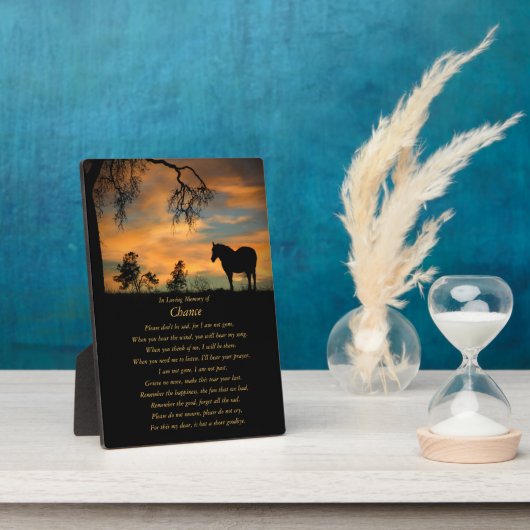 Plaque Photo Hommage À Cheval Equine En Mémoire Amoureuse (Côté)