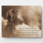 Plaque Photo Hommage au Souvenir du Cheval avec poème (Devant)