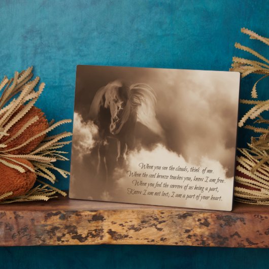 Plaque Photo Hommage au Souvenir du Cheval avec poème (Côté)