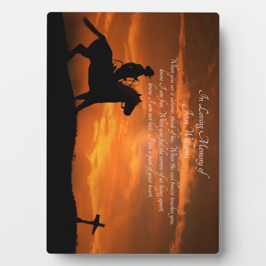 Plaque Photo Hommage commémoratif Cowboy Spirituel (Devant)