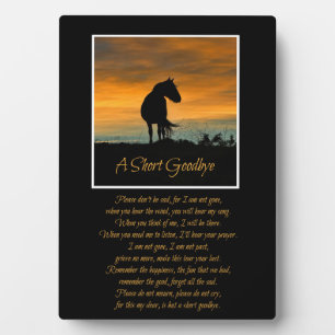 Plaque Photo Hommage Horse Memorial Beau poème