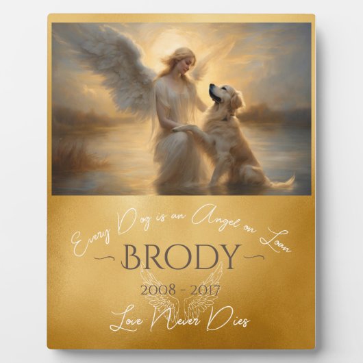 Plaque Photo Hommage perte d'or Retriever Angel Art (Devant)
