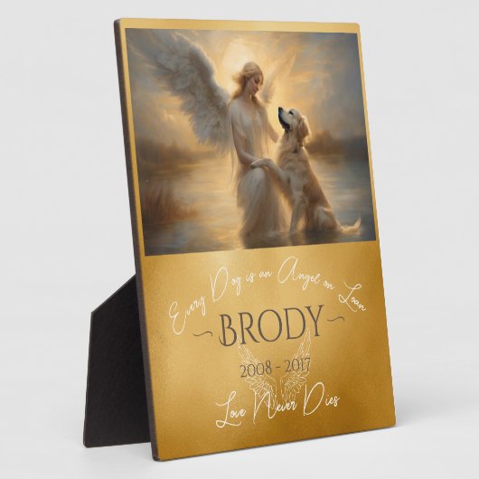 Plaque Photo Hommage perte d'or Retriever Angel Art