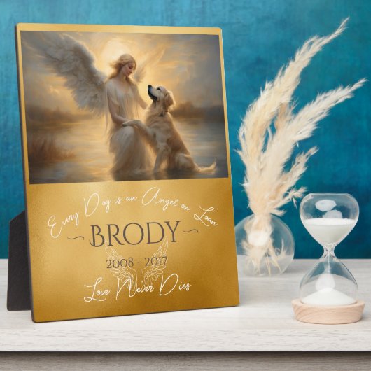 Plaque Photo Hommage perte d'or Retriever Angel Art (Côté)