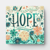 Plaque Photo Hope Turquoise Inspiré Floral Plutôt (Devant)