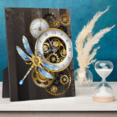 Plaque Photo Horloge à vapeur avec libellule mécanique (Côté)