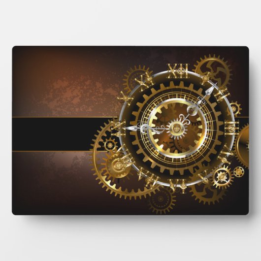 Plaque Photo Horloge Steampunk avec des engrenages anciens (Devant)