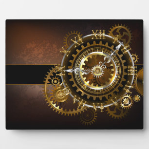 Plaque Photo Horloge Steampunk avec des engrenages anciens