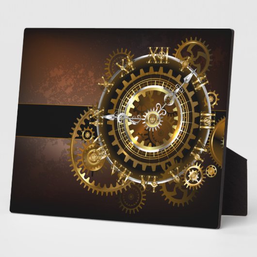 Plaque Photo Horloge Steampunk avec des engrenages anciens (Côté)