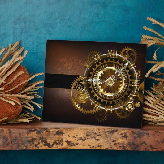 Plaque Photo Horloge Steampunk avec des engrenages anciens (Côté)