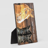 Plaque Photo Horse Cowboy Boots Rustic Barque (Côté)