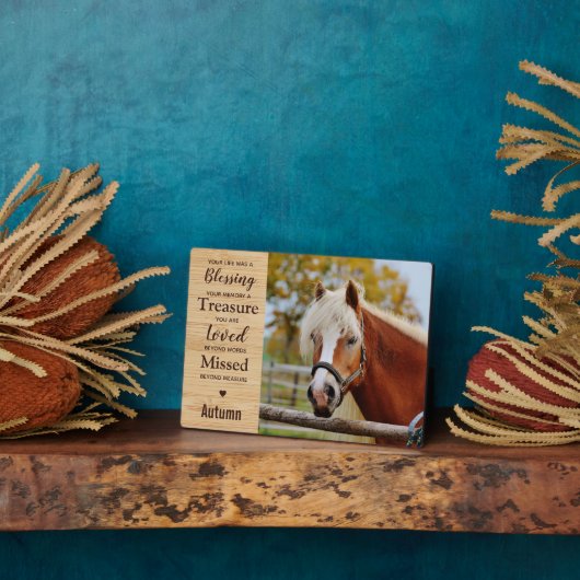 Plaque Photo Horse Memorial Equestria Keepsaké (Côté)