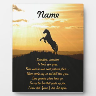 Plaque Photo Horse Rearing Silhouette At Sunrise