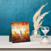 Plaque Photo Horses at sunset throw pillow (Insitu)