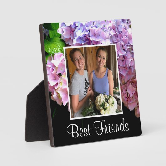 Plaque Photo hydrangea jardin rose violet bleu vert fleuri (Recto)