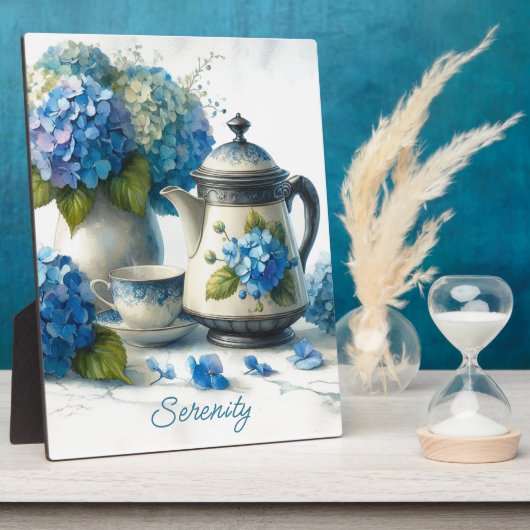 Plaque Photo Hydrangeas Bleus, Pause et Sérénité (Côté)