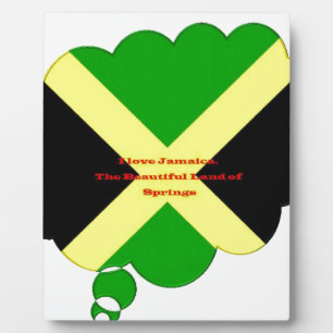 Plaque Photo I Love Jamaica Text on Flag Art Print