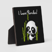Plaque Photo I Love Pandas Panda ours avec bambou (Recto)