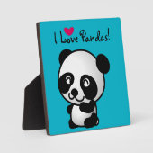 Plaque Photo I Love Pandas Panda ours de coeur (Recto)
