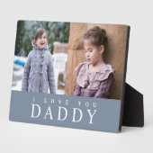Plaque Photo I Love You Daddy 2 Modern Dusty Blue Photo Collage (Côté)