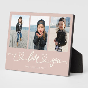 Plaque Photo I Love You Modern Heart Script Photo Collage