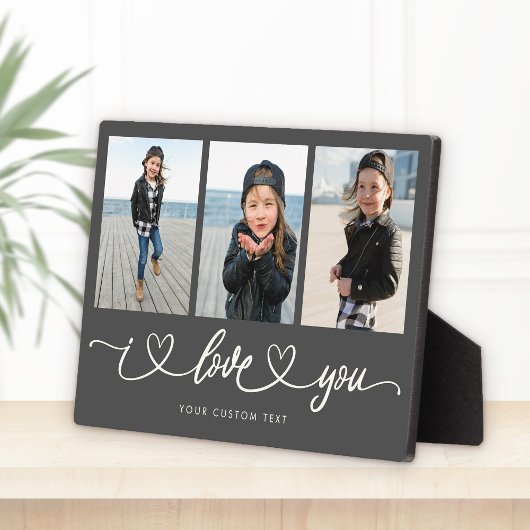 Plaque Photo I Love You Modern Heart Script Photo Collage