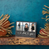 Plaque Photo I Love You Modern Heart Script Photo Collage (Côté)